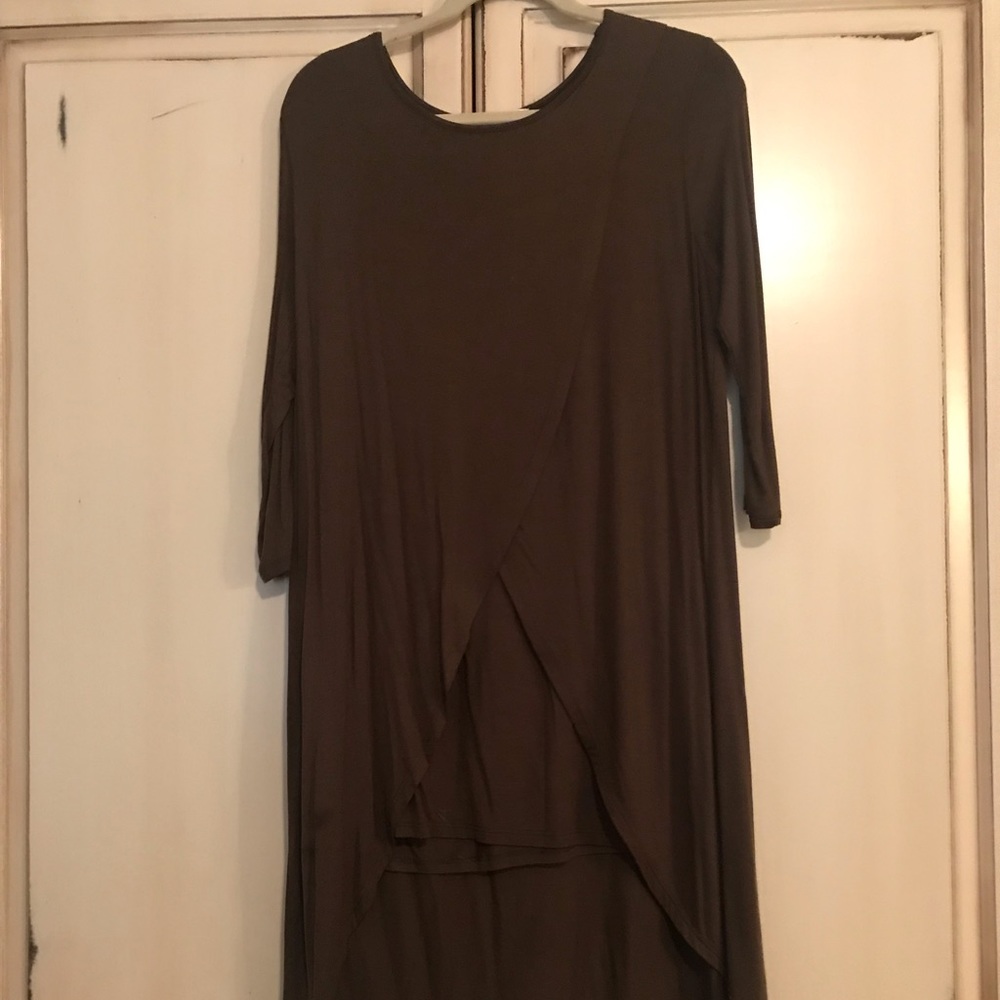 Olive green high-low dress